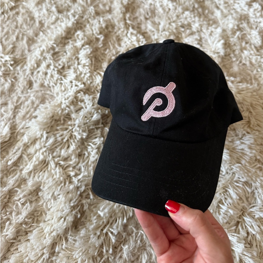 Black Peloton Cap with Pink Logo